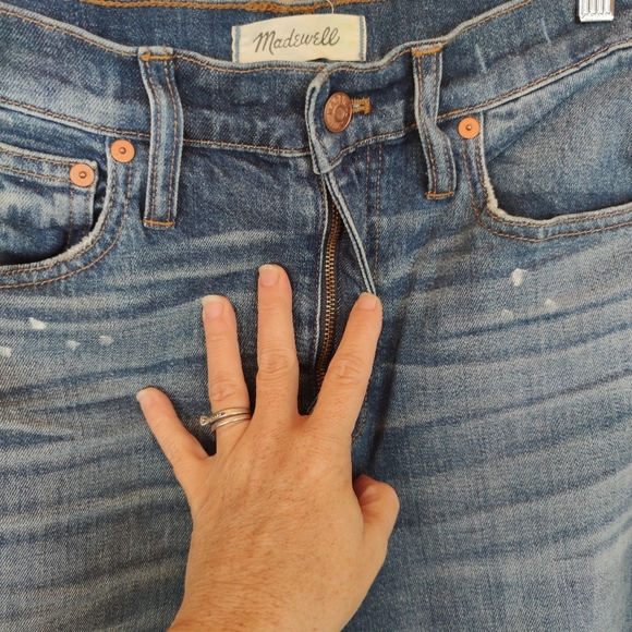 Madewell 💜 High Rise Slim Boyfriend Jeans Boyjean Paint Spatter Whisker 26 X30" - Picture 8 of 12